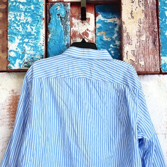 Men's Apt. 9 Striped Button-Down Shirt Collared Long Sleeve XLARGE Blue & White - Picture 7 of 11
